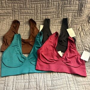 Rhonda Shear Women's 4-pack Seamless Ahh Bra Red/Green/Brown/Black